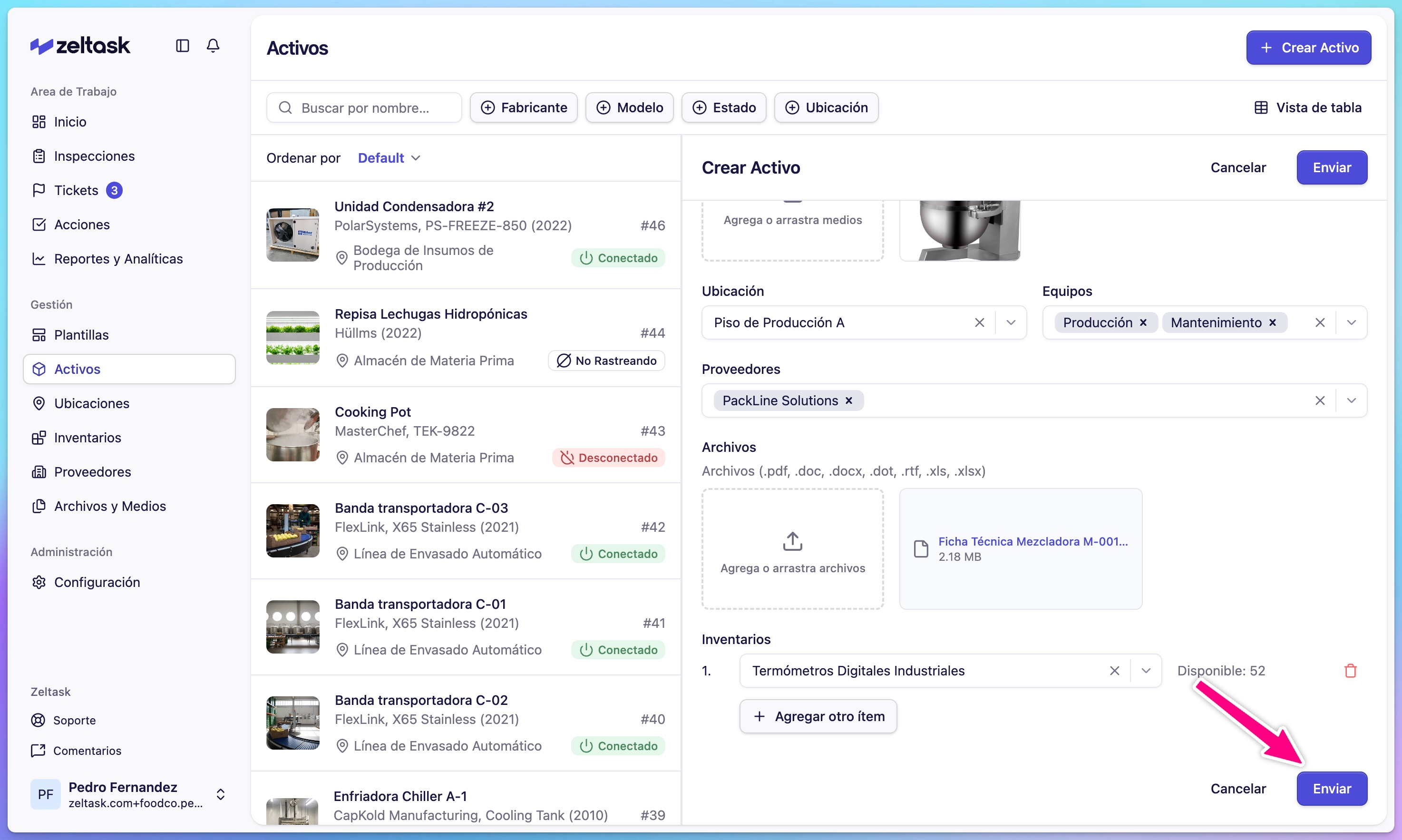 Asset card showing the newly created asset with photo and key details